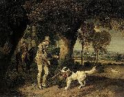 James Ward John Levett Receiving Pheasant from Retriever on HIs Estate at Wychnor, oil on canvas